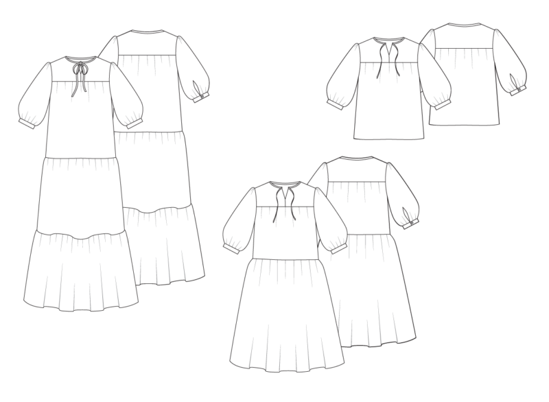 SL 10 – CRESCENT LAKE BLOUSE & TIERED DRESS Sewing Pattern + Magazine ...